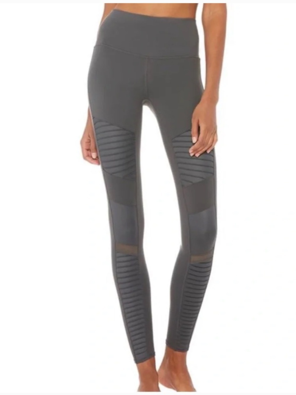 Alo Yoga High-Waist Moto Legging – Anthracite Grey – Size Large